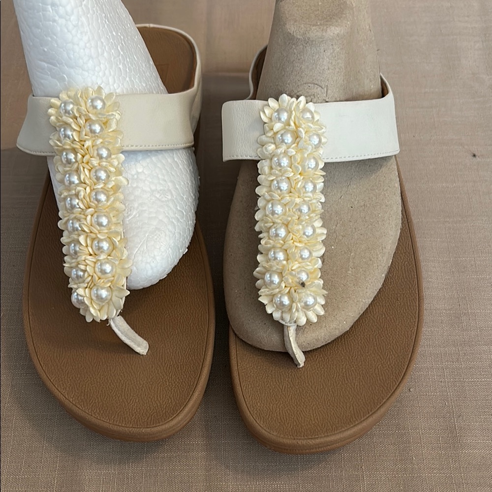 Elegant Cream Floral Embellished Sandals